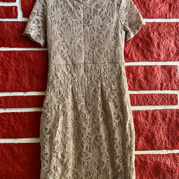 Nude Lace Sparkling Midi Dress Belt in Middle - Picture 4 of 7